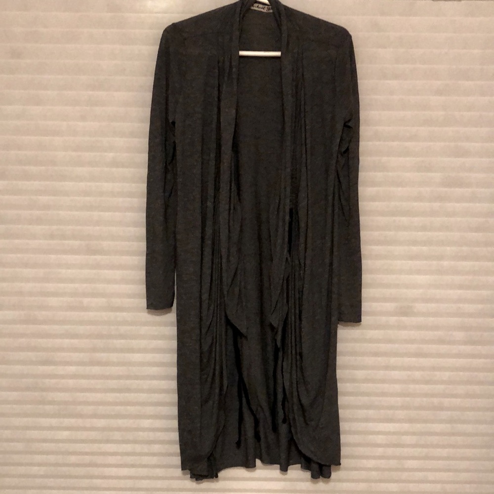 Long grey cardigan sweater